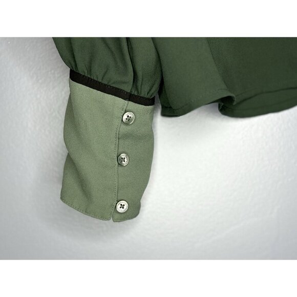 Express Chiffon Blouse Womens S Button Cuff Flowy Gorgeous Office Staple Career - Picture 3 of 10